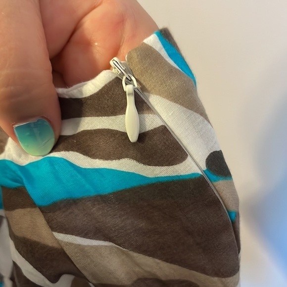 Trina Turk Silk Cotton Blend Zebra Stripe One Shoulder Shift Dress size 0 - Picture 6 of 13